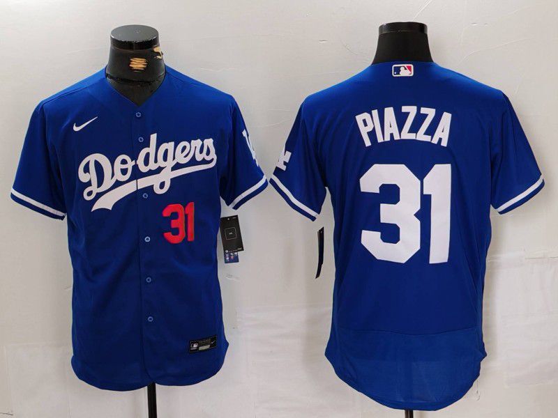 Men Los Angeles Dodgers #31 Piazza Blue Elite 2024 Nike MLB Jersey style 12